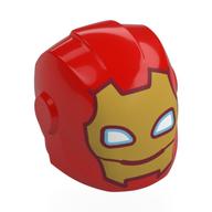 Lego Helmet with Armor Plates and Ear Protectors with Yellow Face and White Triangle Eyes Mouth Print (Iron Man) / Red