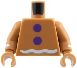 Torso 2 Dark Purple Spots, White Wavy Icing Belt Pattern / Medium Nougat Arms with White Icing Cuff Pattern / Medium Nougat Hands / Medium Nougat
