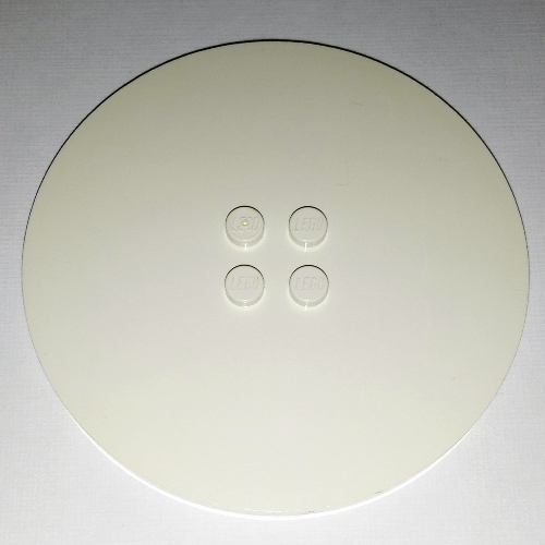 Lego Plate Special Round 8 x 8 with 2 x 2 Center Studs without Groove / White