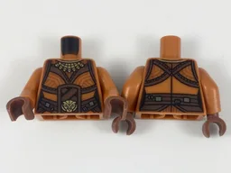 Torso Female, Gold Necklace and Lion Head Belt Buckle, Reddish Brown Belt and Trim Pattern / Dark Orange Arms / Reddish Brown Hands