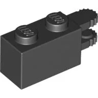 Hinge Brick 1 x 2 Locking with 2 Fingers Horizontal End, 9 Teeth / Black