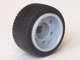 Wheel 18mm D. x 14mm with Axle Hole, Fake Bolts and Shallow Spokes with Black Tire 24 x 12 Low (55982 / 18977)