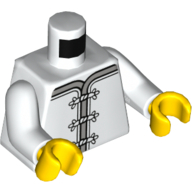 Lego Torso Robe with Gray Clasps / Red Flower on Back Print, White Arms, Yellow Hands / White