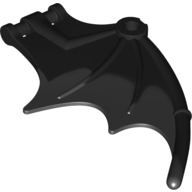 Lego Creature Body Part, Dragon / Thestral Wing with Bar Connection [PLAIN] / Black