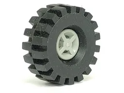 Wheel 8mm D. x 6mm with Black Tire 21mm D. x 9mm Offset Tread Medium (4624 / 4084)