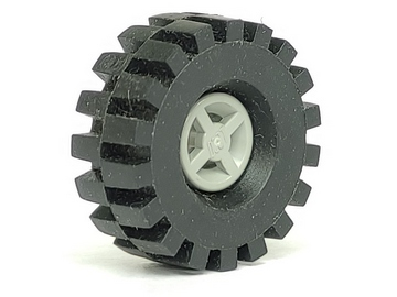 Lego Wheel 8mm D. x 6mm with Black Tire 21mm D. x 9mm Offset Tread Medium (4624 / 4084)