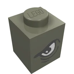 Brick 1 x 1 with Angry Eye Right / Sad Eye Left Print / Dark Gray
