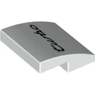 Brick Curved 2 x 2 x 2/3 with 'turbo' Print / White