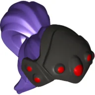 Hair with Helmet, Ponytail, Pearl Grey Helmet with 7 Red Circles Print / Dark Purple