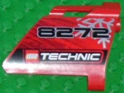 Technic, Panel Fairing #22 Large Short, Small Hole, Side A with '8272', Snowflake, and LEGO TECHNIC Logo Pattern (Sticker) - Set 8272