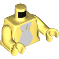 Lego Torso White Fur Print, Bright Light Yellow Arms and Hands / Bright Light Yellow