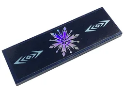 Tile 2 x 6 with Metallic Light Blue Snowflake and Arrows on Dark Blue Background Pattern (Sticker) - Set 43197