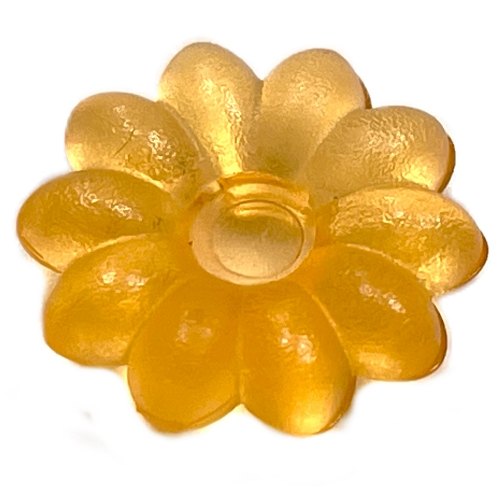 Lego Clikits Icon, Flower 2 x 2 Small, 10 Petals with Pin [Frosted] / Trans-Flame Yellowish Orange