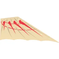 Sail, Scalloped, 28 x 18 Left with Red and Dark Tan Print / Tan