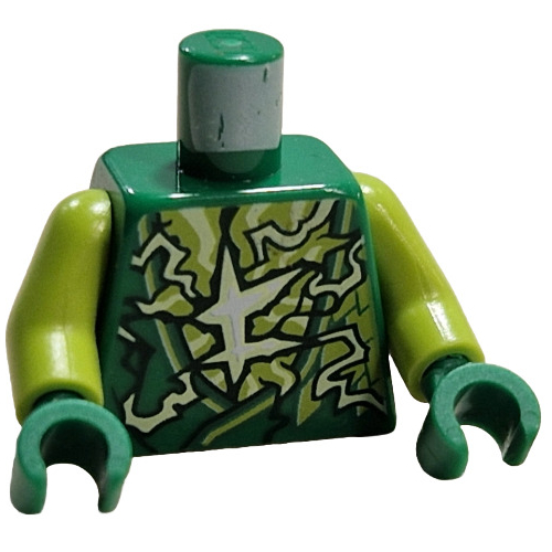 Lego Torso Robe, Lightning, Asian Symbol print, Lime Arms, Green Hands / Green