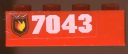 Brick 1 x 4 with Fire Logo Badge and '7043' Pattern Left (Sticker) - Set 7043