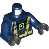 Lego Torso Wetsuit with Bright Light Yellow Straps, Gauge, and Police Badge Print, Dark Blue Arms, Black Hands / Dark Blue