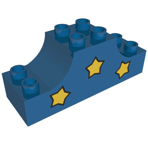 Lego Duplo Brick 2 x 6 x 2 Curved Ends with Three Yellow Stars Print