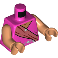 Lego Torso Sari with Coral Shoulder Sash Print, Nougat Arms and Hands / Dark Pink