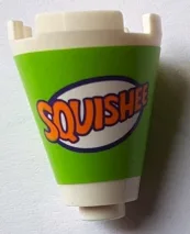Cone 2 x 2 x 2 - Open Stud with Orange 'SQUISHEE' on Lime Background Pattern (Sticker) - Set 71016