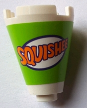 Lego Cone 2 x 2 x 2 - Open Stud with Orange 'SQUISHEE' on Lime Background Pattern (Sticker) - Set 71016