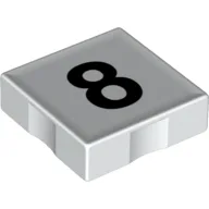 Duplo Tile 2 x 2 with Number '8' Print / White