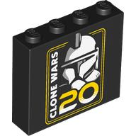 Lego Brick 1 x 4 x 3 with 'CLONE WARS 20;, Clone Trooper Helmet print / Black