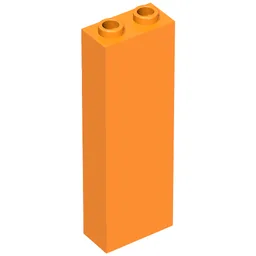 Brick 1 x 2 x 5 with Blocked Open Studs and Bottom Stud Holder with Asymmetric Ridges / Orange