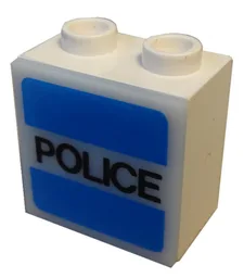 Electric, Light 1 1/8 x 2 x 1 2/3 Cabinet with Lamp Holes (Sign Back) with Milky White Electric, Light 2 x 2 Clip-On Plate with 'POLICE' Pattern (2383 / 2384pb07)
