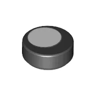 Tile Round 1 x 1 with White Circle Print / Black