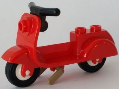 Lego Scooter with Dark Tan Stand, Black Handlebars, and White Wheels