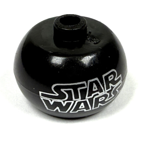 Lego Pen Bead, Round Orb with 'STAR WARS' Print / Black