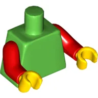 Torso, Red Arms, Yellow Hands [Plain] / Bright Green