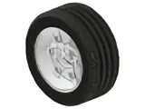 Wheel 81.6 x 34 Six Spoke with Black Tire 81.6 x 34 ZR Technic Straight Tread (2998 / 2997) / White