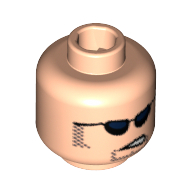 Lego Minifig Head Henchman, Sunglasses, Partially Open Mouth, Sideburns and Stubble Print [Blocked Open Stud] / Light Nougat