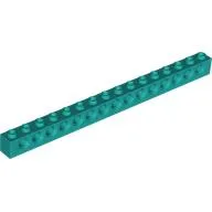 Technic Brick 1 x 16 [15 Pin Holes] / Dark Turquoise