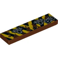 Tile 1 x 4 with Bumper numberplate A-113 Print / Reddish Brown