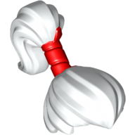 Lego Hair Ponytail High with Red Band Pattern / White