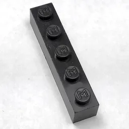 Modulex Brick 1 x 5 with M on Stud / Modulex Black