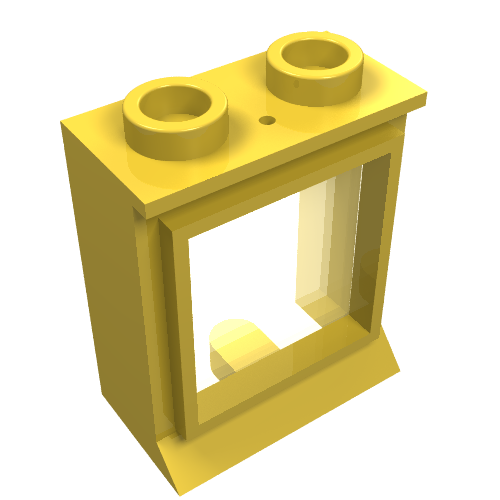 Lego Window 1 x 2 x 2 Classic, Extended Lip, Hollow Studs [with Glass] / Yellow