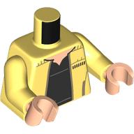 Lego Torso, Jacket, Black Shirt print, Bright Light Yellow Arms, Light Nougat Hands / Bright Light Yellow