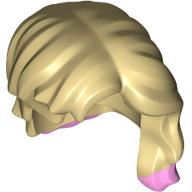Lego Hair Mid-Length, Wavy Over Shoulder with Bright Pink Tips print / Tan