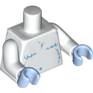 Lego Torso Yeti Fur with Bright Light Blue Shaggy Hair Print, White Arms, Bright Light Blue Hands / White