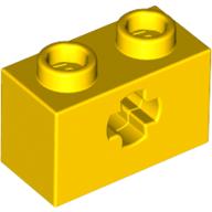 Lego Technic Brick 1 x 2 with Axle Hole Type 1 [+ Opening] and Bottom Pin / Yellow