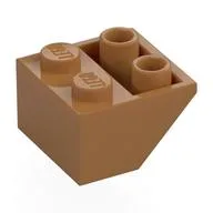 Brick Sloped Inverted 45° 2 x 2 [Ovoid Bottom Pin, Bar-sized Stud Holes] / Medium Nougat