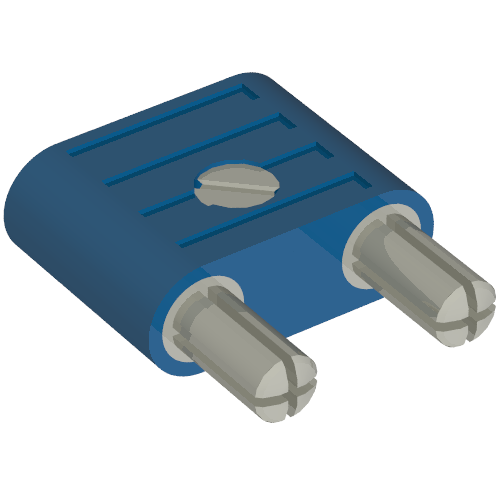 Lego Electric Connector, 2 Way Male Rounded Narrow Type 1 with Cross-Cut Pins / Blue