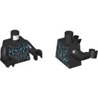 Lego Torso Armor with Tooth Necklace and Metallic Blue Lines Print (Black Panther), Black Arms and Hands / Black