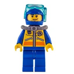 Coast Guard Diver, Blue Helmet, Airtank, Mask