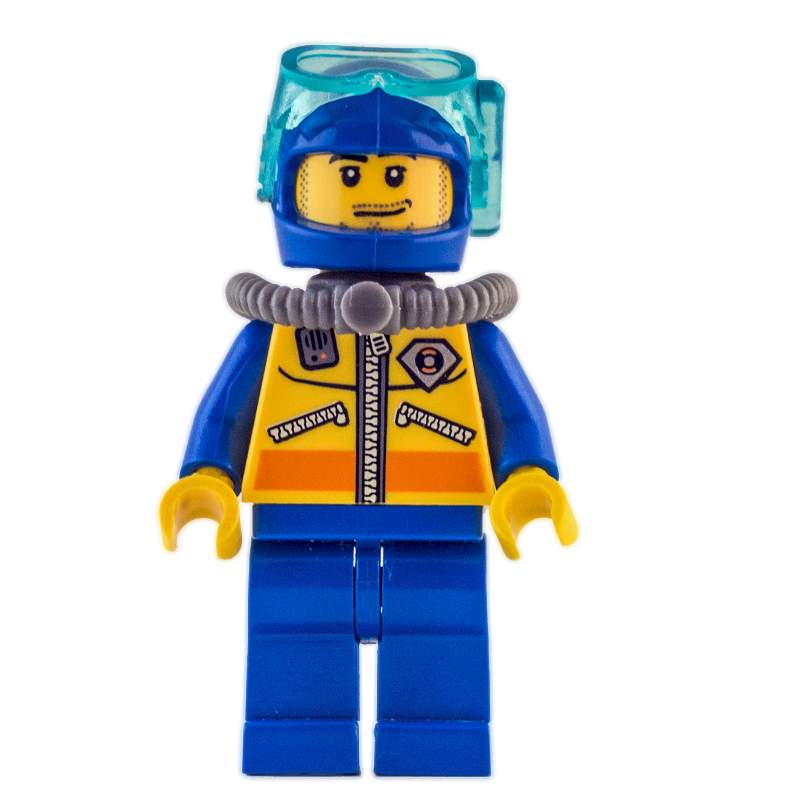 Lego Coast Guard Diver, Blue Helmet, Airtank, Mask