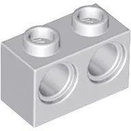 Technic Brick 1 x 2 [2 Pin Holes] / Light Bluish Gray